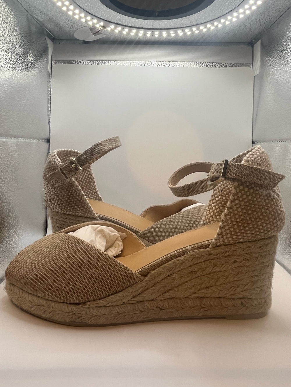 Castañer — Neutral Woven Espadrille Slingbacks